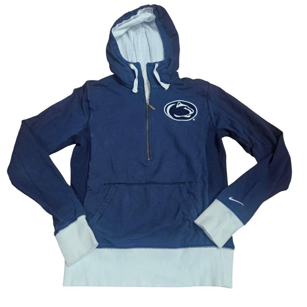 Nike Penn State Nittany Lions Womens Navy Blue 1/4 Zip Hoodie Sweatshirt Medium